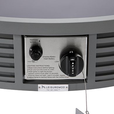 Leisuremod Walbrooke Patio Round Fire Pit And Tank Holder With Slats Design