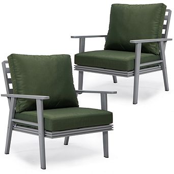 Leisuremod Walbrooke Modern Grey Patio Arm Chair, Set Of 2
