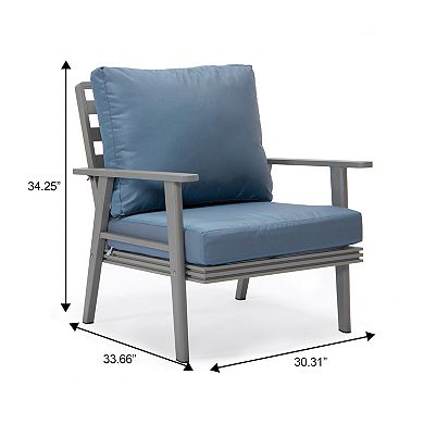 Leisuremod Walbrooke Modern Grey Patio Arm Chair, Set Of 2