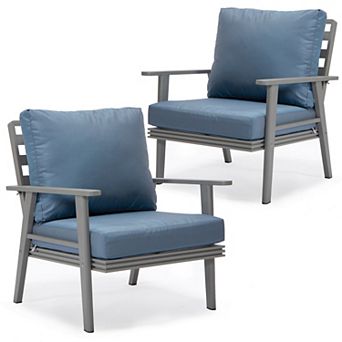 Leisuremod Walbrooke Modern Grey Patio Arm Chair, Set Of 2