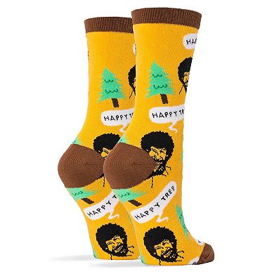 Women's Crew Socks -Bob Ross Happy Tree