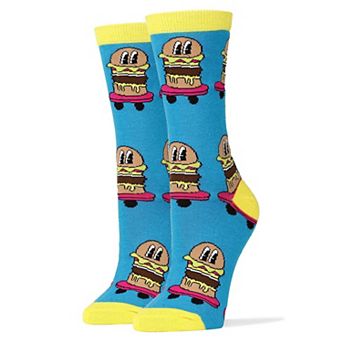 Women's Crew Socks -Burgers on Wheels Blue