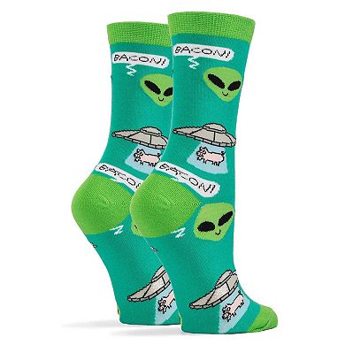 Women's Crew Socks -Bacon Abduction