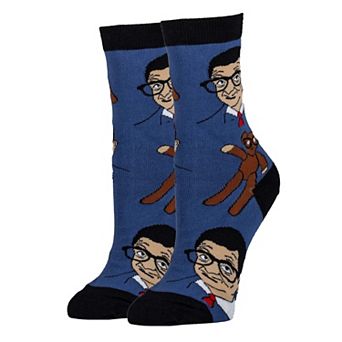 Women's Crew Socks -Mr Bean and Teddy Blue