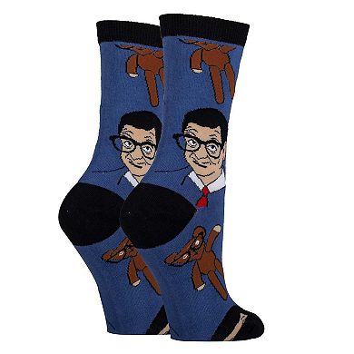 Women's Crew Socks -Mr Bean and Teddy Blue