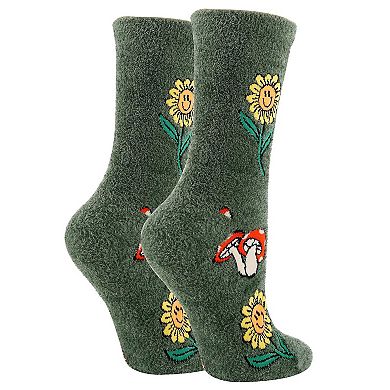 Women's Crew Socks -Mushroom Fields