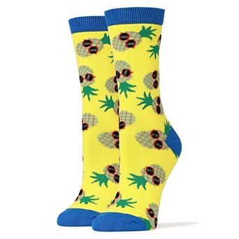 Women's Crew Socks -Pineapple Dude Yellow