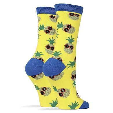 Women's Crew Socks -Pineapple Dude Yellow