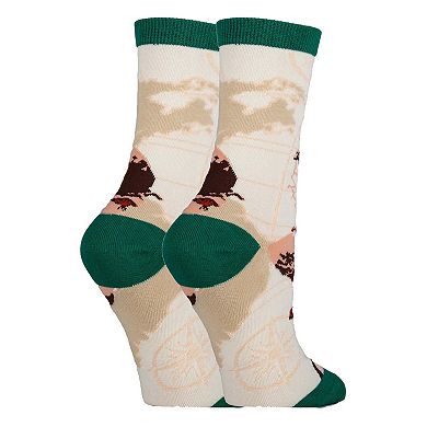 Women's Crew Socks -Santa's Map