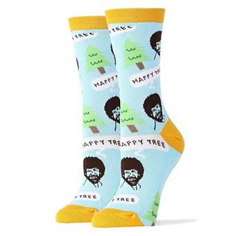 Women's Crew Socks -Bob Ross Happy Tree Blue