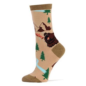 Women's Crew Socks -Brown Bear