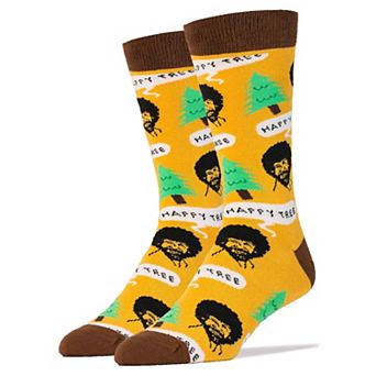 Men's Crew Socks -Bob Ross Happy Tree