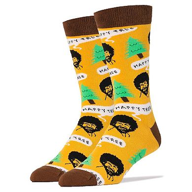 Men's Crew Socks -Bob Ross Happy Tree