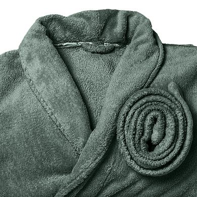 Elegant Comfort Women Shawl Collar Velvet Fleece Long Bathrobe
