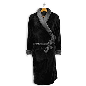 Elegant Comfort Women Shawl Collar Velvet Fleece Long Bathrobe