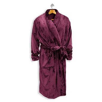 Elegant Comfort Women Shawl Collar Velvet Fleece Long Bathrobe