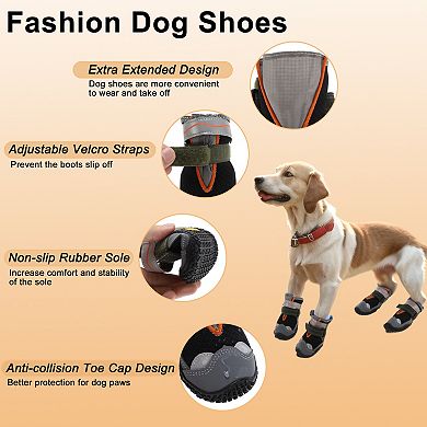 4pcs Dog Shoes, Breathable Anti-Slip Dog Shoes, Dog Boots Paw Protectors, Dog Boots for Hot Roads