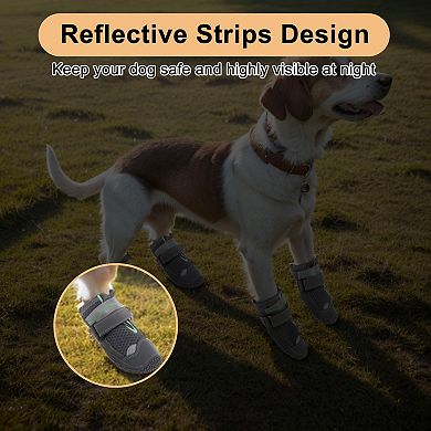 4pcs Dog Shoes, Breathable Anti-Slip Dog Shoes, Dog Boots Paw Protectors, Dog Boots for Hot Roads