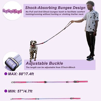 Hands Free Dog Leash, No Pull Bungee Dog Leash for One Large Dog Up to 440 Ib, Waist Leash