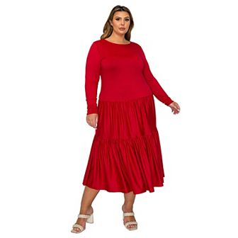 Plus Size Eliana Tiered Midi Dress
