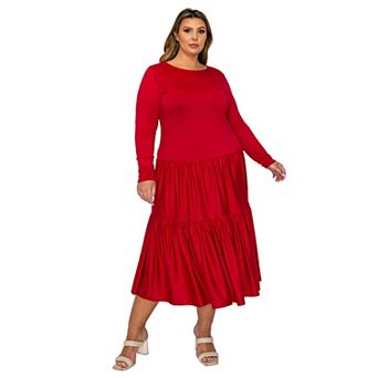 Plus Size Eliana Tiered Midi Dress