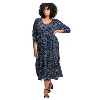 Avenue Women's Plus Size Nylah Tiered Knit Dress