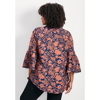 Avenue Women's Plus Size Marianne Ruffle Hem Shirt