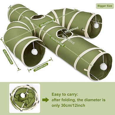 Collapsible Cat Tunnel Cactus-Shaped With Interactive Wand Toy