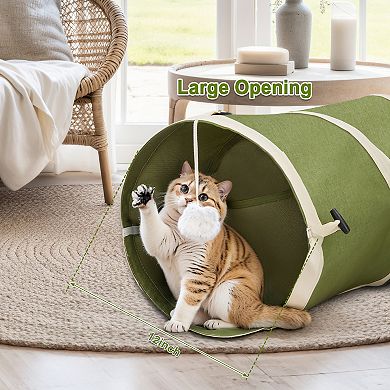 Collapsible Cat Tunnel Cactus-Shaped With Interactive Wand Toy