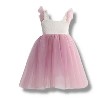 Girls Mauve Tulle Spring Flower Girl Dress