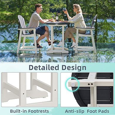Outdoor Bar Table Round Side Table All Weather Counter Height Table for Indoor Outdoor