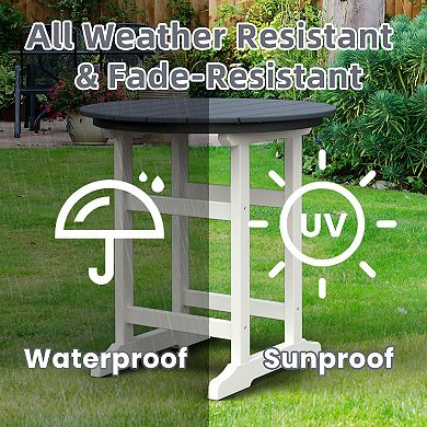 Outdoor Bar Table Round Side Table All Weather Counter Height Table for Indoor Outdoor