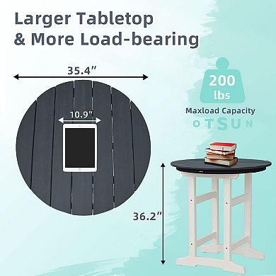 Outdoor Bar Table Round Side Table All Weather Counter Height Table for Indoor Outdoor