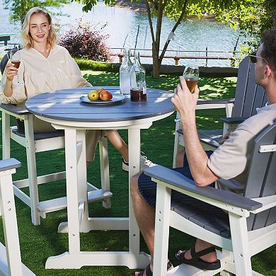 Outdoor Bar Table Round Side Table All Weather Counter Height Table for Indoor Outdoor