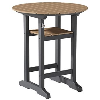 Outdoor Bar Table Round Side Table All Weather Counter Height Table for Indoor Outdoor