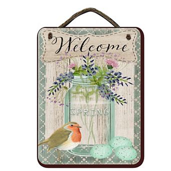 COURTSIDE MARKET Spring Mason Bird Sign Wall Decor