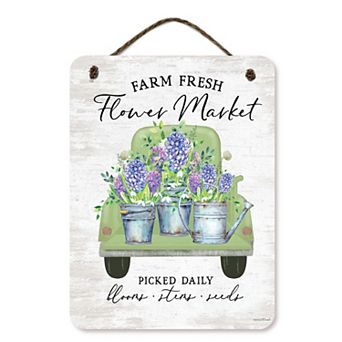 COURTSIDE MARKET Spring Flower Market Sign Wall Decor