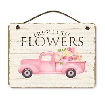 COURTSIDE MARKET Fresh Flowers Truck Sign Wall Decor