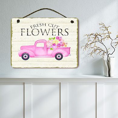COURTSIDE MARKET Fresh Flowers Truck Sign Wall Decor