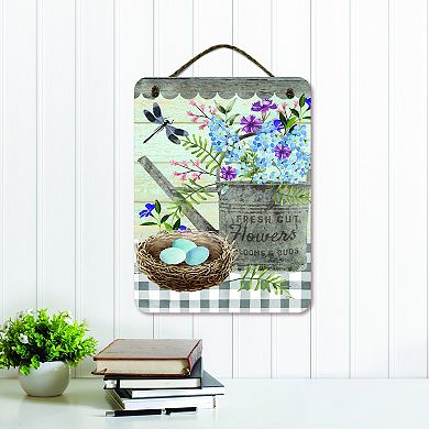 COURTSIDE MARKET Watering Can Flower Sign Wall Decor