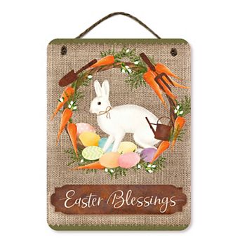 COURTSIDE MARKET Bunny Carrot Easter Sign Wall Decor