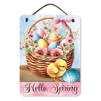 COURTSIDE MARKET Spring Basket Sign Wall Decor