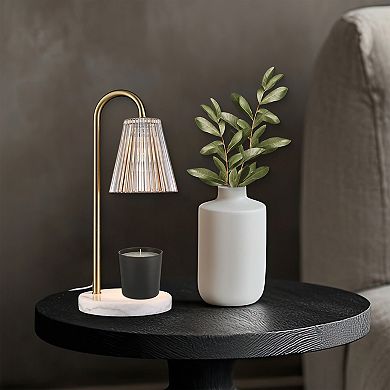 Belle Maison Glass Shade Marble Base Candle Warmer Table Lamp