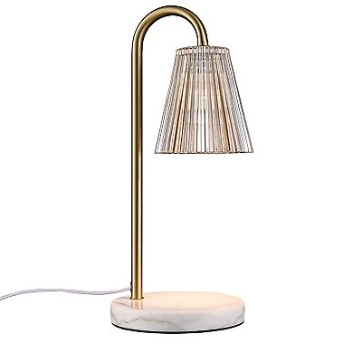 Belle Maison Glass Shade Marble Base Candle Warmer Table Lamp