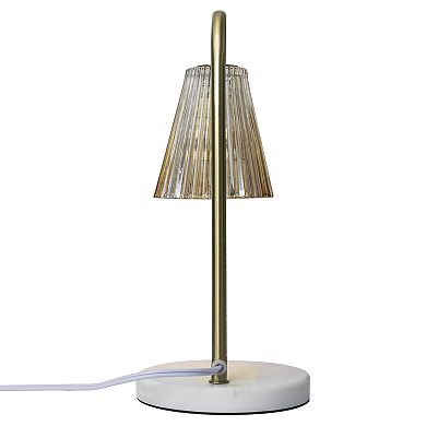 Belle Maison Glass Shade Marble Base Candle Warmer Table Lamp