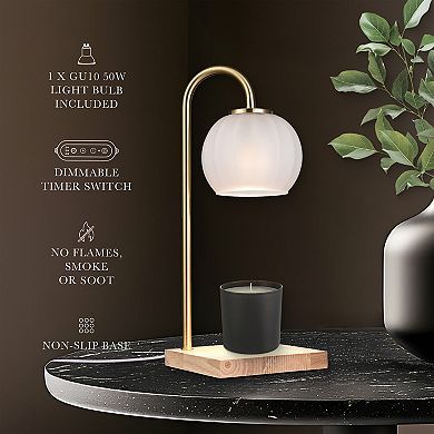 Belle Maison Frosted Glass Shade Candle Warmer Table Lamp