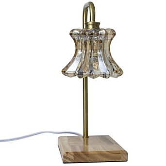 Belle Maison Glass Shade Wood Base Candle Warmer Table Lamp