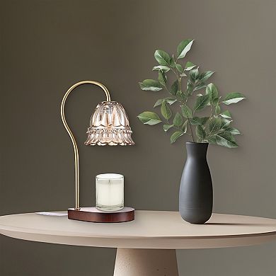 Belle Maison 13-Inch Glass Shade Wood Base Table Lamp