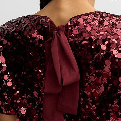 women's nine west sequin dress with open back Deep V Purple Sequin Gown with Side Cutouts 47793