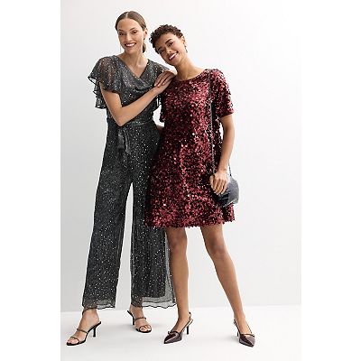 b darlin pattern sequin bow back bodycon dress Open Back Sequin Dress With Decorative Bow main image 1